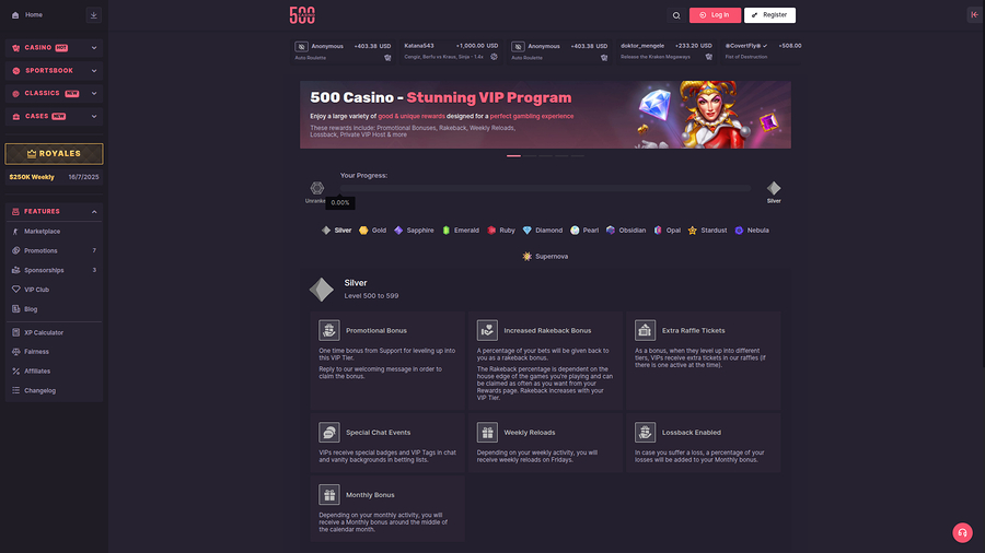 500 Casino Desktop Vip Program