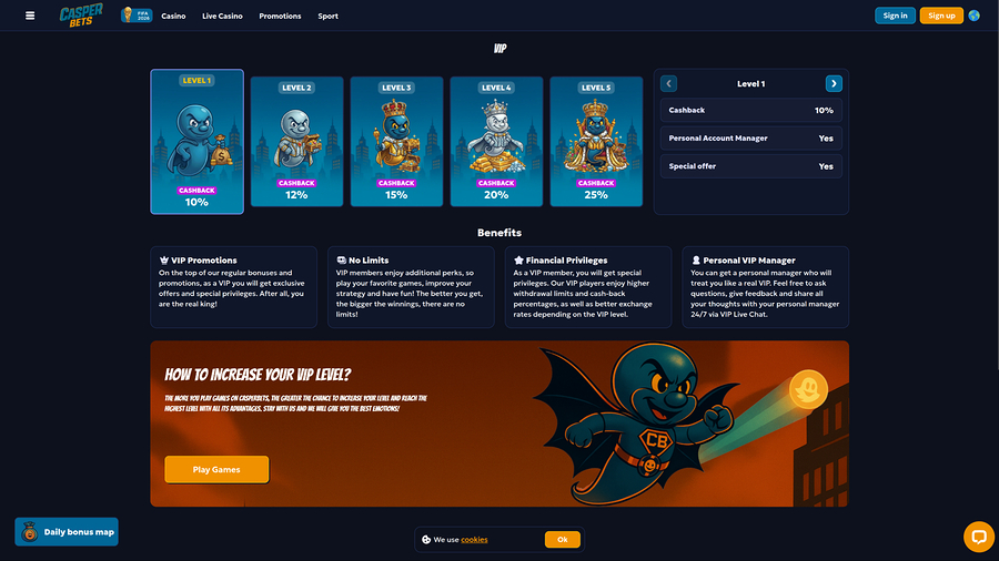Casper Bets Casino Desktop VIP
