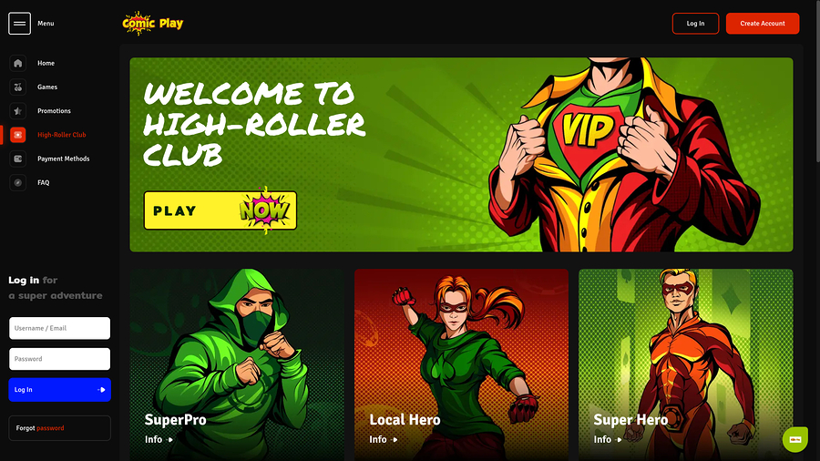 ComicPlay Casino Desktop VIP Program