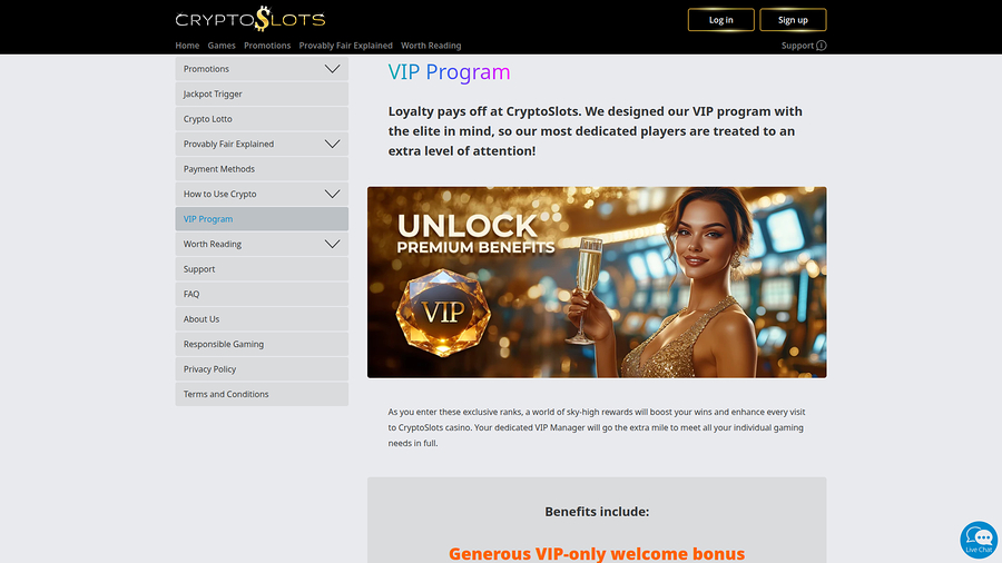 CryptoSlots Casino Desktop VIP Program