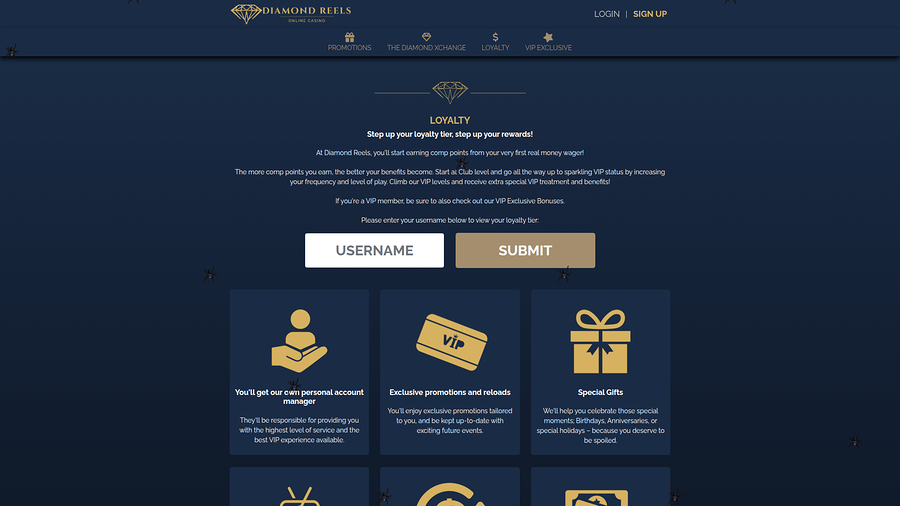 Diamond Reels Casino Desktop VIP Program