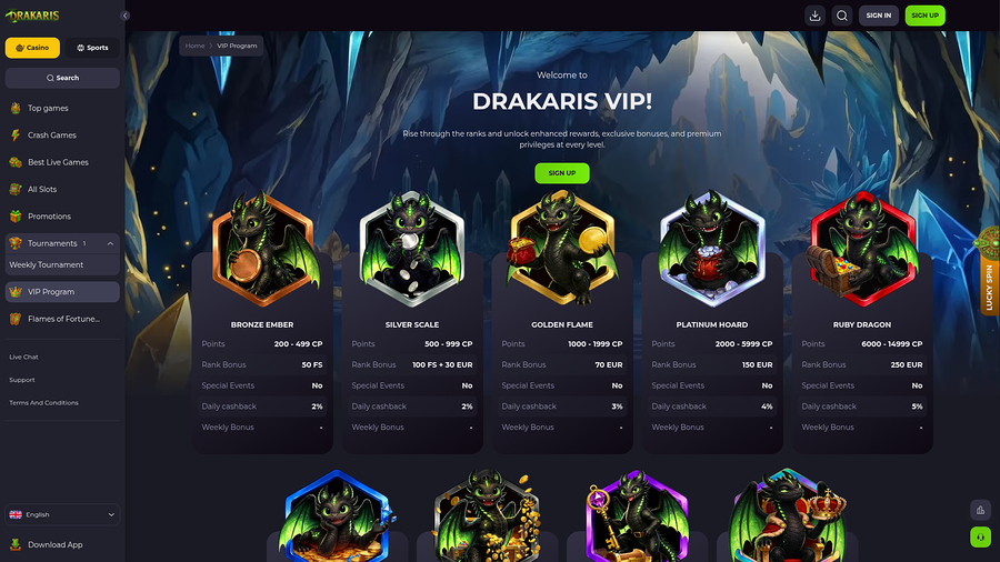 Drakaris Casino Desktop VIP Program