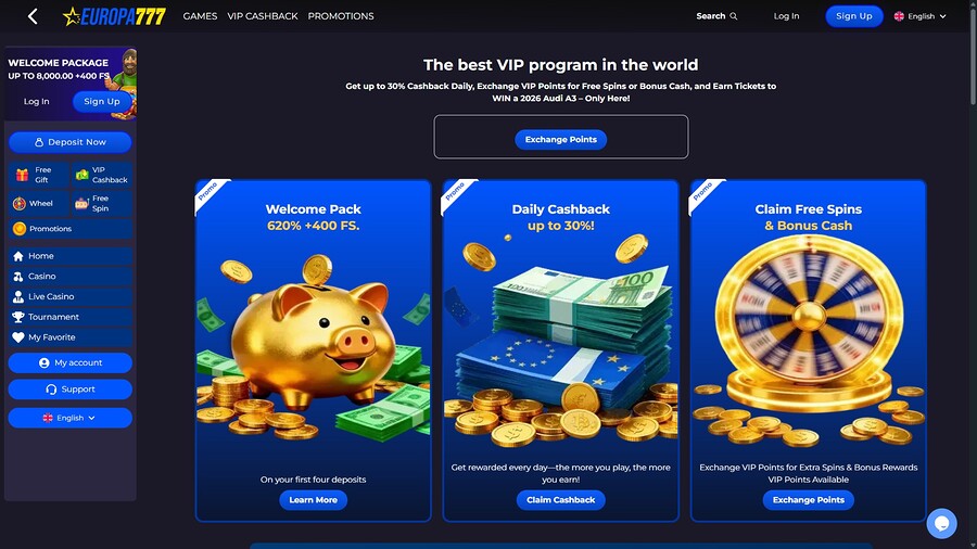 Europa777 Casino Desktop VIP Program