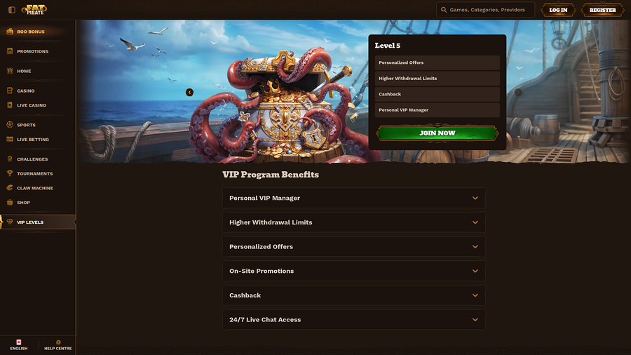 FatPirate Casino Desktop VIP Program