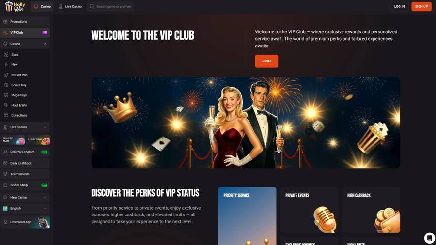  Hollywin Casino Desktop VIP