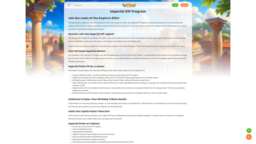 Imperial Wins Casino Desktop VIP Program