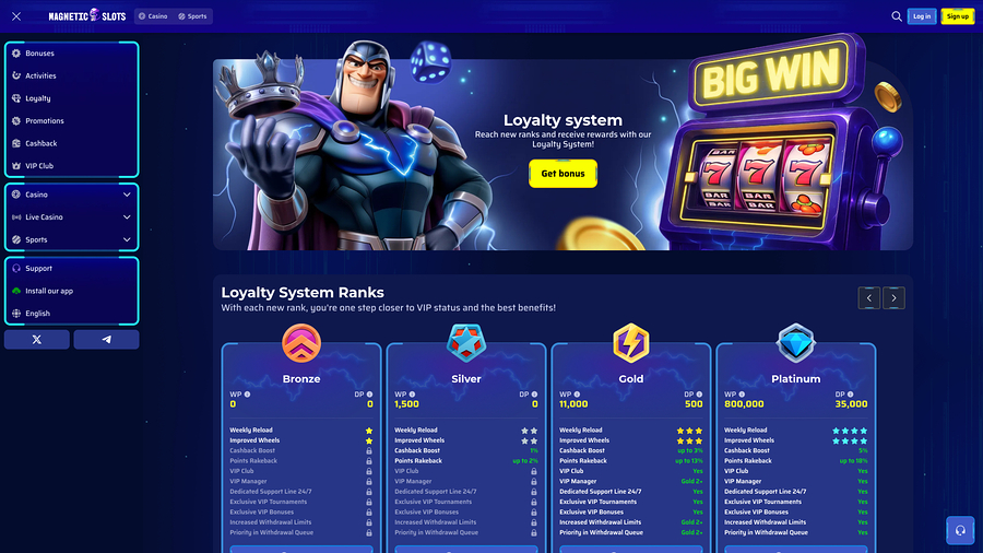VIP screenshot of Magneticslots Casino for Desktop
