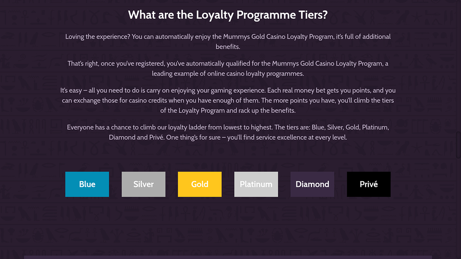 Mummys Gold Casino Desktop VIP Program