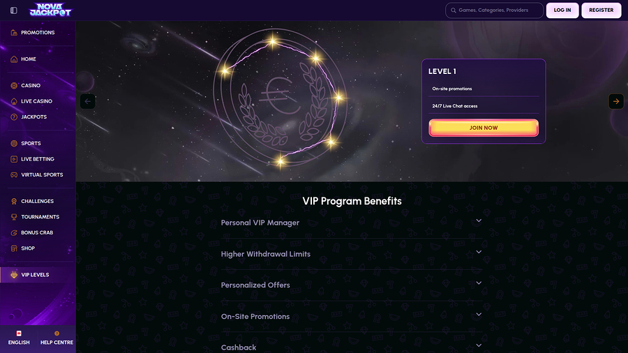 NovaJackpot Desktop VIP Program