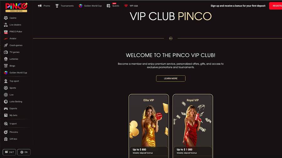 Pinco Casino VIP Desktop