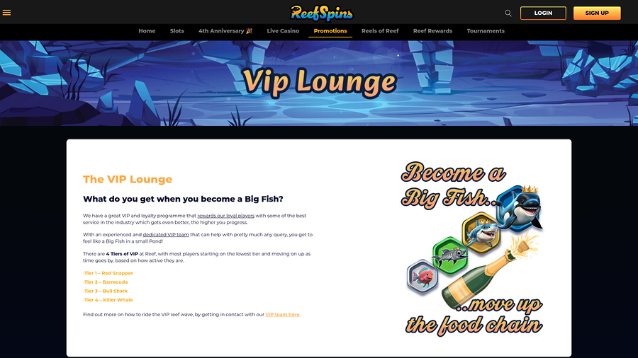 ReefSpins Casino Desktop VIP