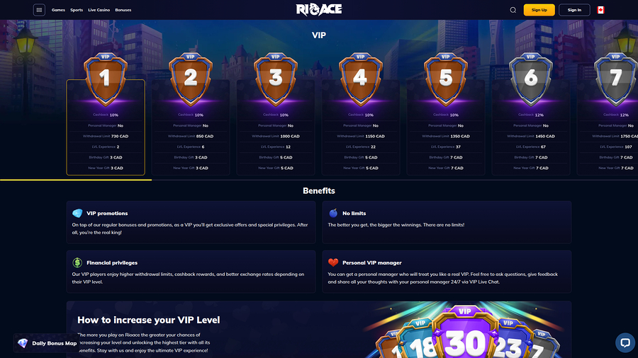 Rioace Casino Desktop VIP Program