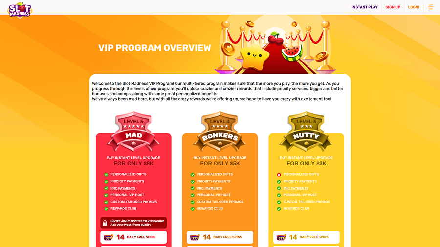 Slot Madness Casino Desktop VIP Program