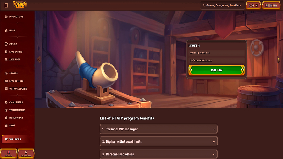 VIP screenshot of VikingLuck Casino for Desktop