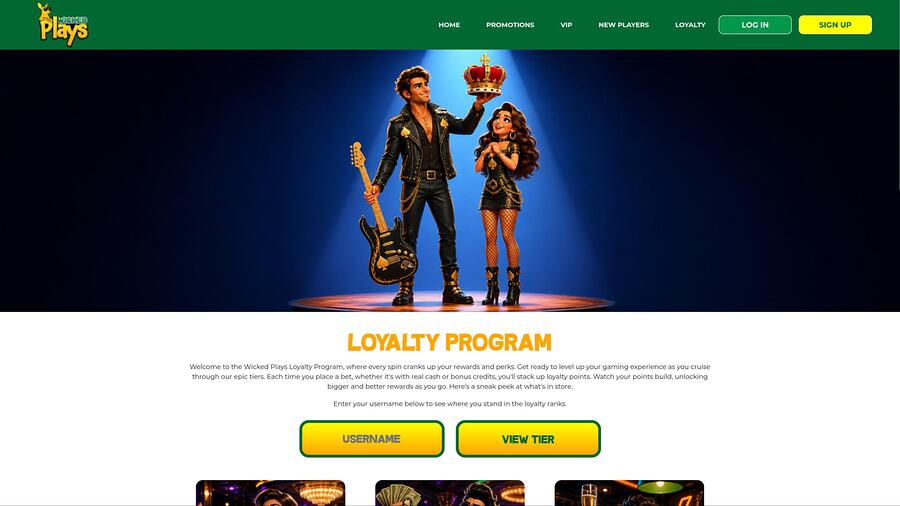 Wicked Plays Casino VIP page