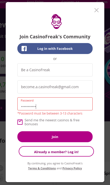 join casinofreak